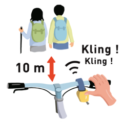 Klingeling  Biker machen sich frühzeitig bemerkbar, aber ohne zu drängeln.